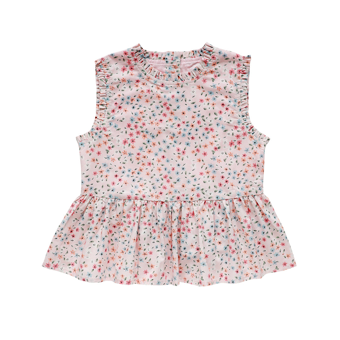 posie peplum blouse - blush confetti floral