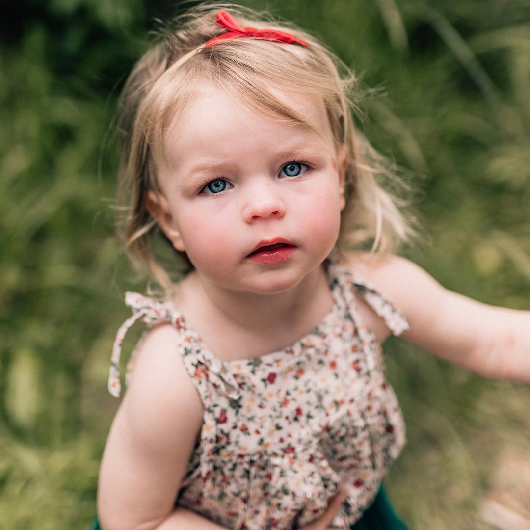 petite baby bow headband - cherry velvet
