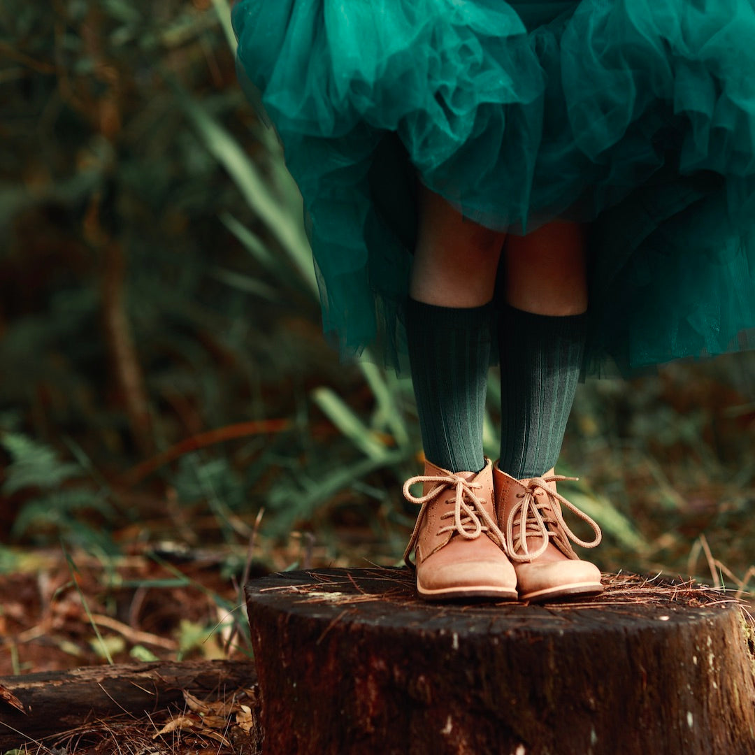 condor knee high socks - bottle green ribbed cotton
