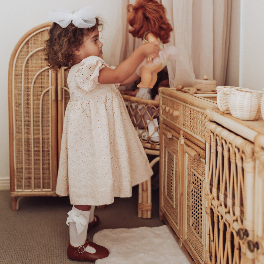 condor knee high socks - cream velvet bows