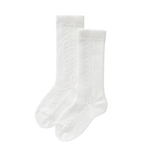 Condor Ivory lace panel knee high socks for baby girls