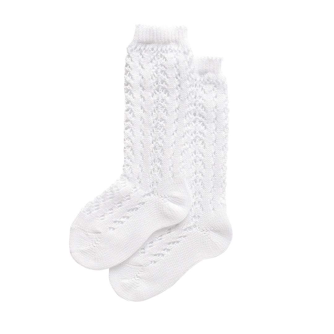 White Condor knee high lacework socks for toddlers + little girls 