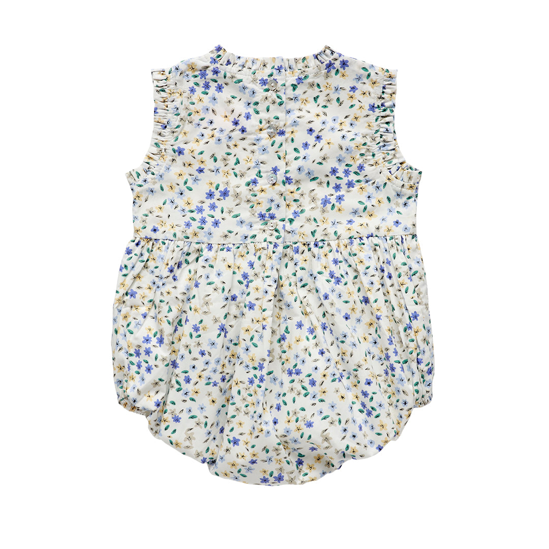 enid romper - cornflower confetti floral