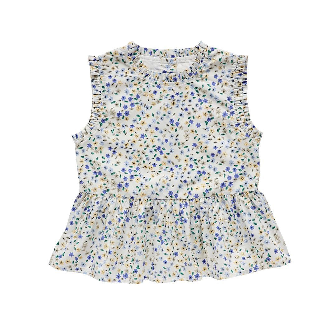 posie peplum blouse - cornflower confetti floral