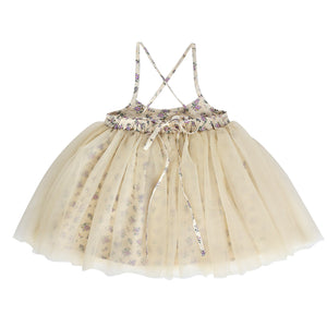 LAVENDER FLORAL LACED UP TUTU SKIRT IN CREAM BY AUBRIE - BACK VIEW