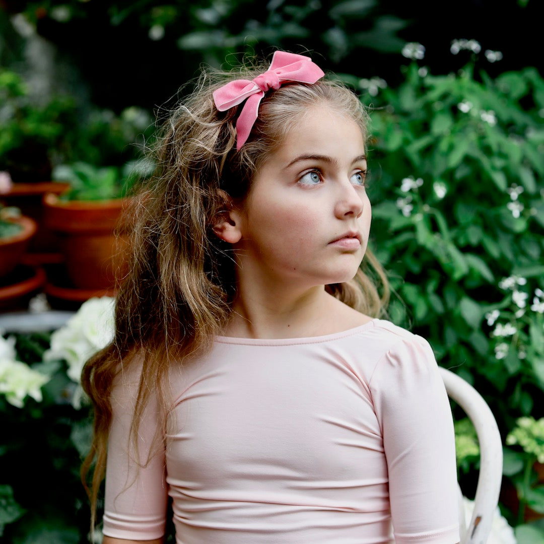 DUSTY PINK VELVET BOW HEADBAND