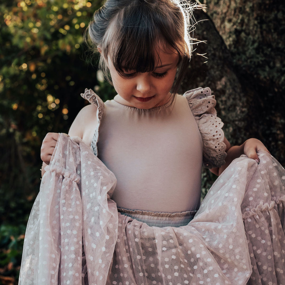 dixie flutter bodysuit - mushroom pima cotton