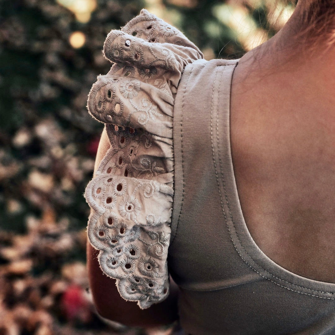 dixie flutter bodysuit - mushroom pima cotton