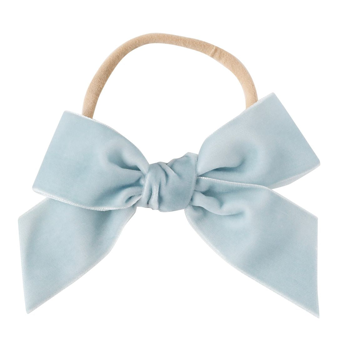 DUCK EGG BLUE VELVET HAIR BOW