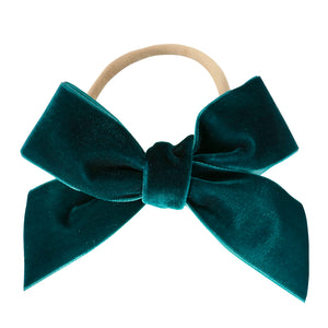 deluxe bow headband - evergreen velvet