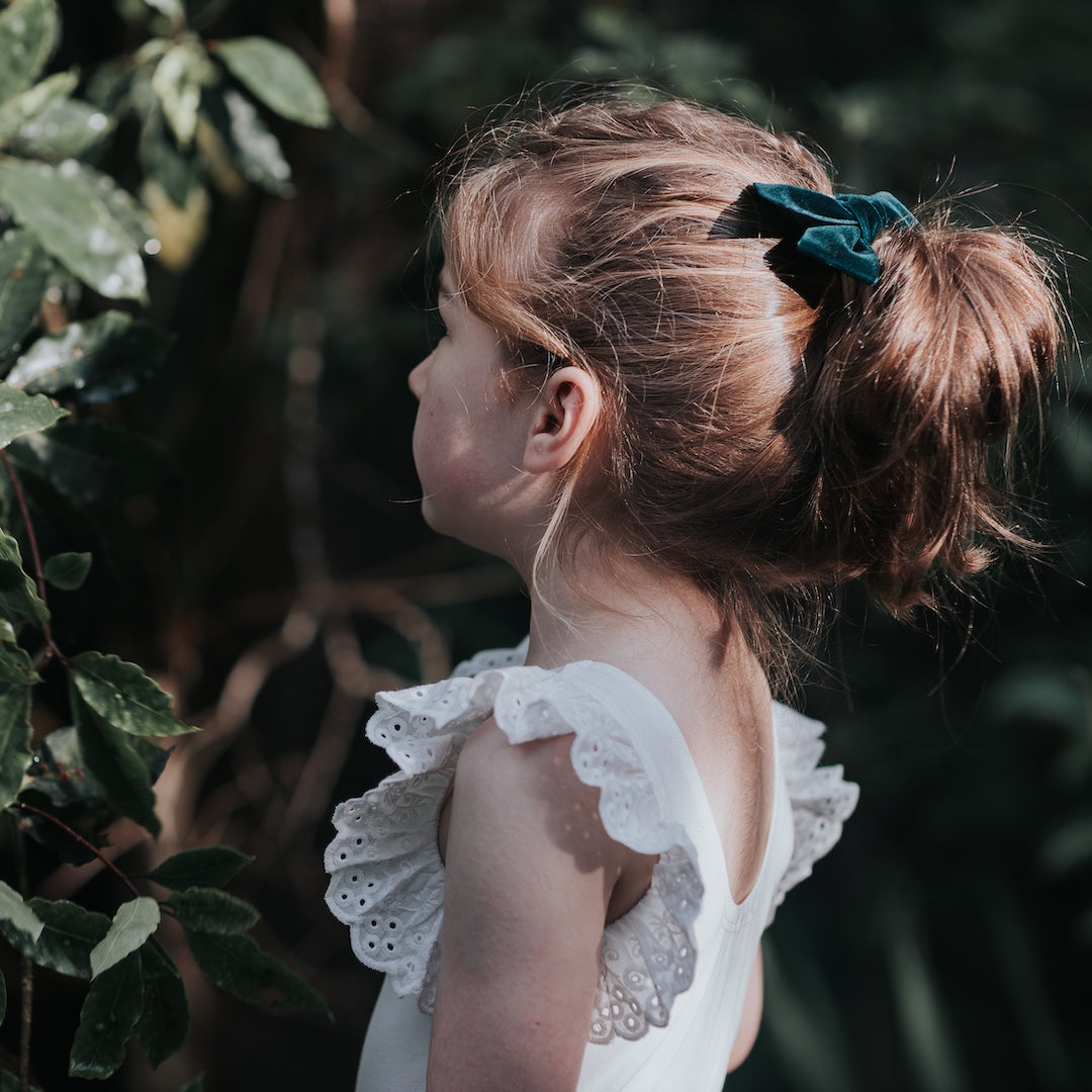 deluxe bow headband - evergreen velvet
