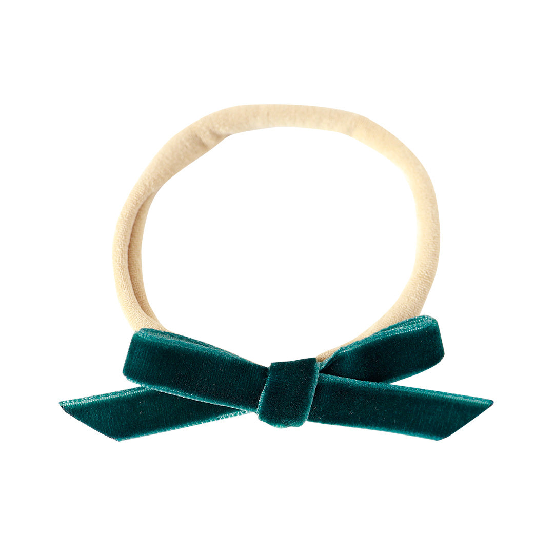 petite baby bow headband - evergreen velvet