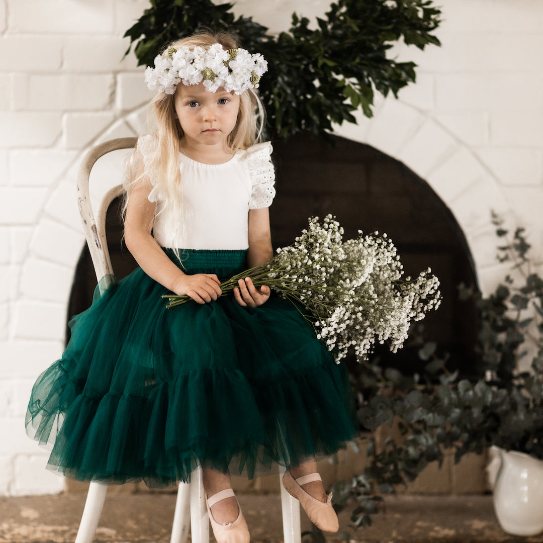 romantic ruffle tutu - evergreen tulle