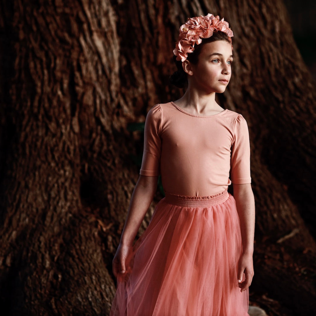 FLORENCE HANDMADE FLOWER GIRL CROWN IN BURNT FIG