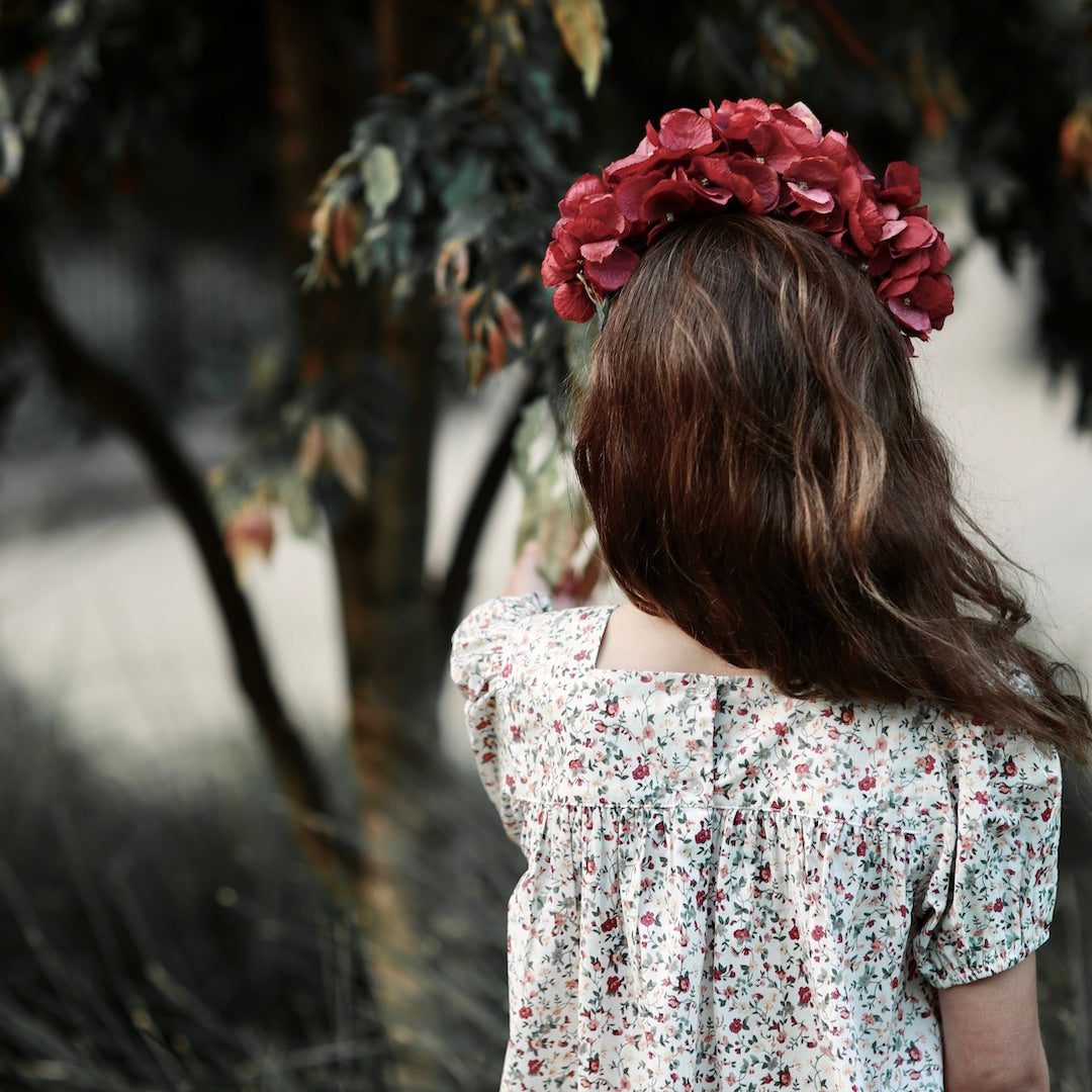 holly dress - evergreen yuletide floral