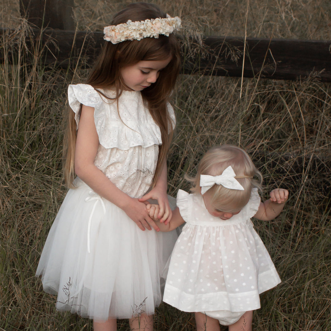 Marisol ivory tulle lined little girls tutu skirt Aubrie