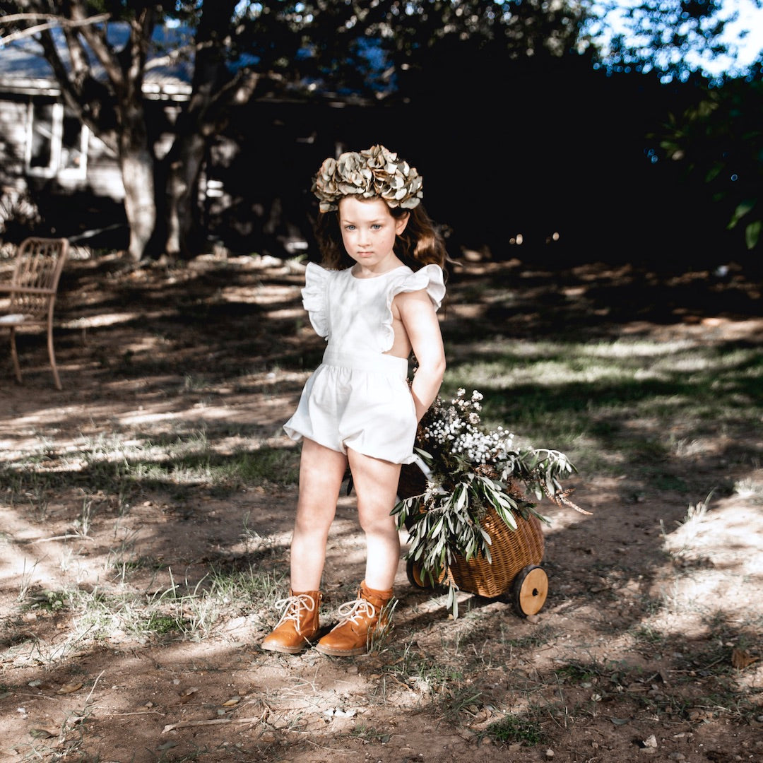 Ivory vuffle romper for toddlers by AUBRIE