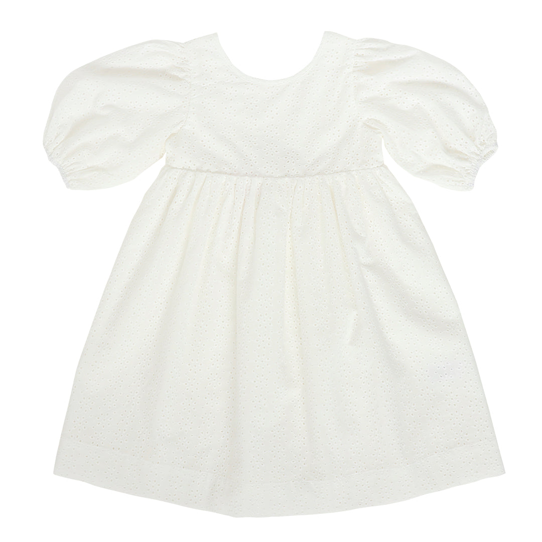 VICTORIA IVORY FLOWER GIRL DRESS IN SNOW FLAKE BRODERIE