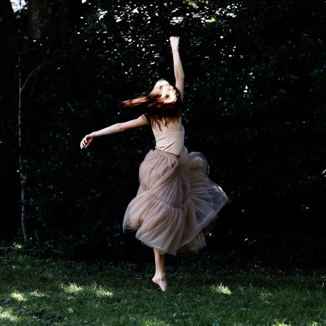 LADIES LIGHT BROWN ROMANTIC LENGTH TULLE SKIRT