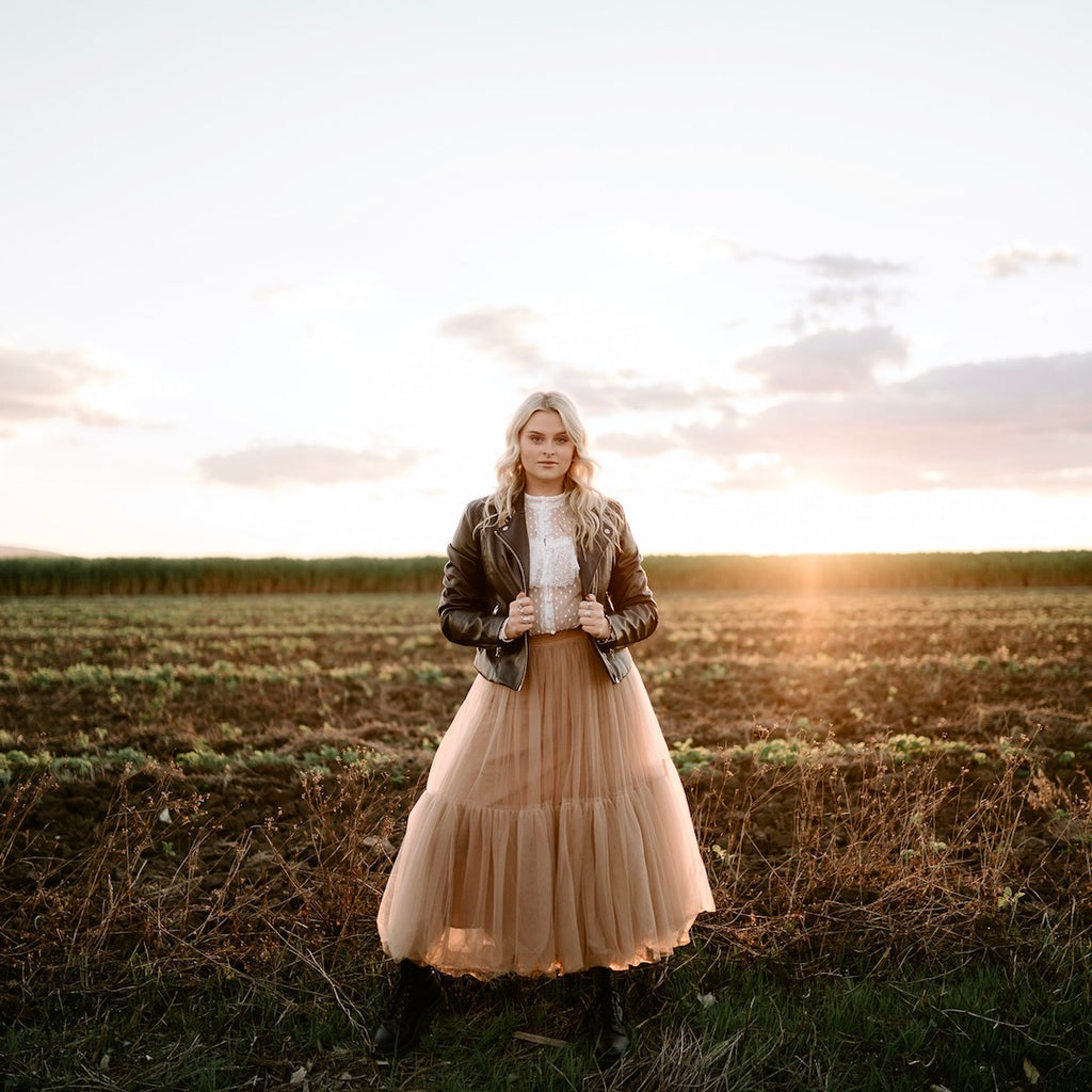 Latte Light Brown Womens Tulle Tutu Skirt Aubrie Elle aubrie