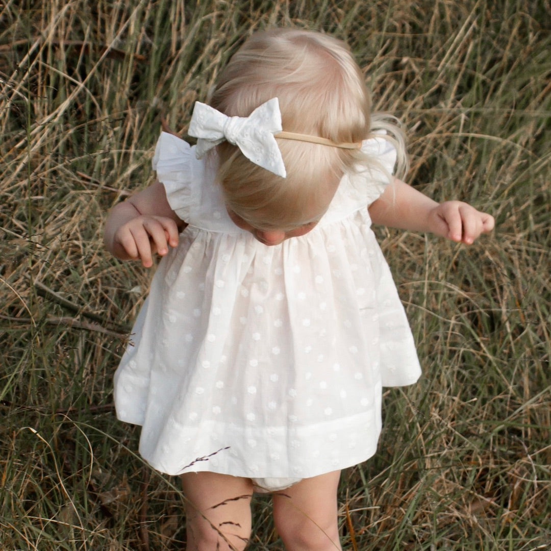 betty bow headband - ivory lucia broderie