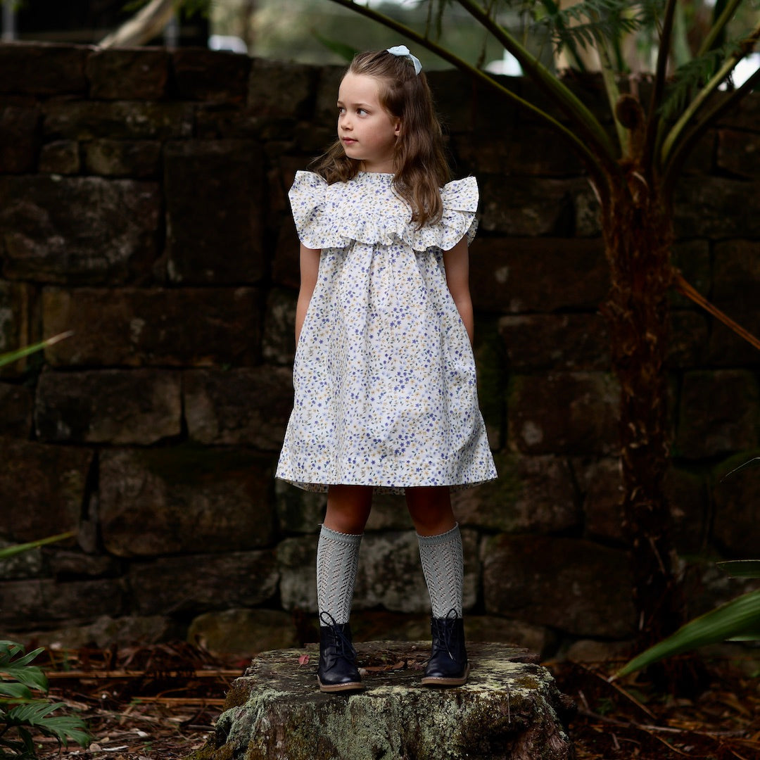 Cornflower Blue Floral Dress for toddlers + little girls | Aubrie - aubrie.com.au Cornflower Blue Floral Dress for toddlers + little girls | Aubrie - aubrie.com.au
