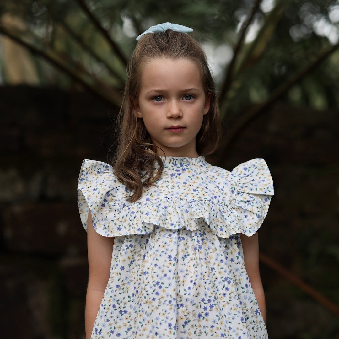 Cornflower Blue Floral Dress for toddlers + little girls | Aubrie - aubrie.com.au Cornflower Blue Floral Dress for toddlers + little girls | Aubrie - aubrie.com.au