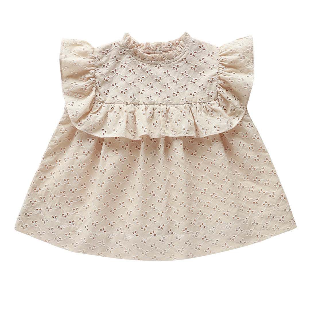 miranda blouse - oatmeal eyelet broderie