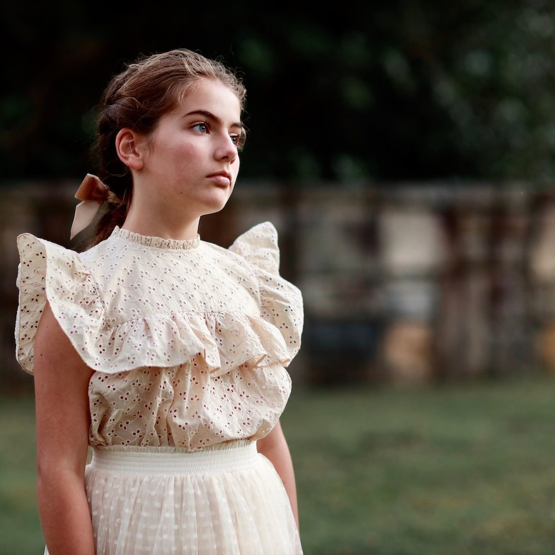 miranda blouse - oatmeal eyelet broderie