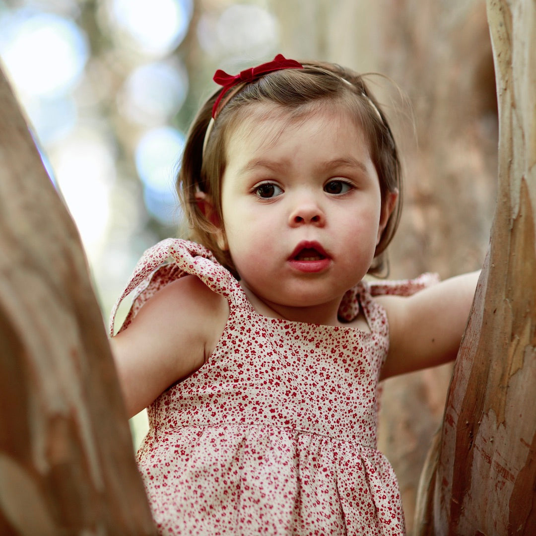 petite baby bow headband - cranberry velvet