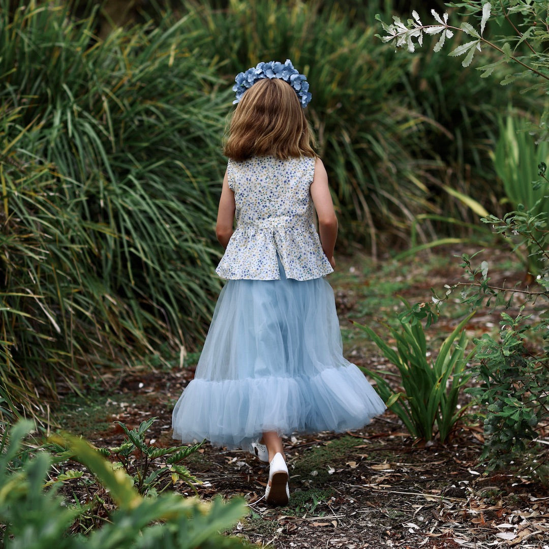 posie peplum blouse - cornflower confetti floral