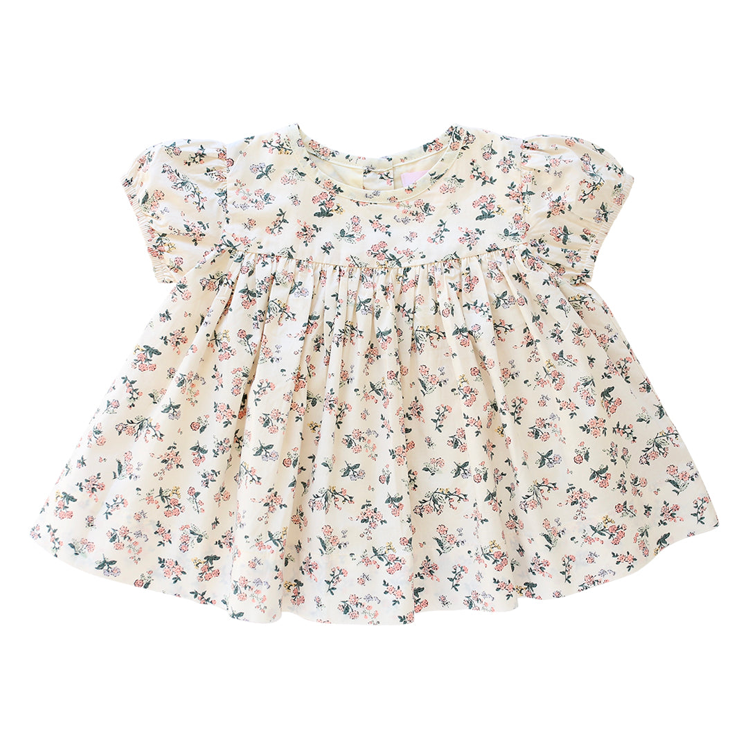 Pretty puff sleeve floral cotton blouse for toddlers