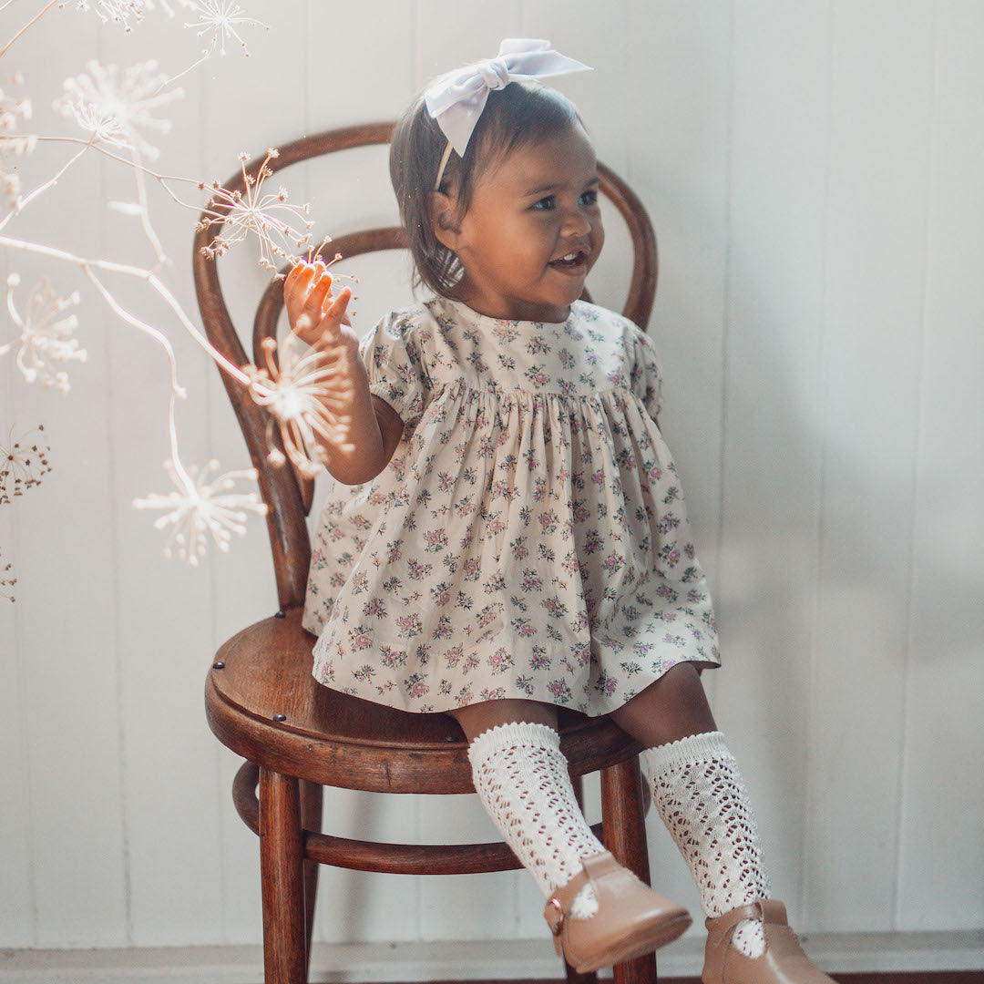 Lilac floral cotton toddler girl's blouse by AUBRIE