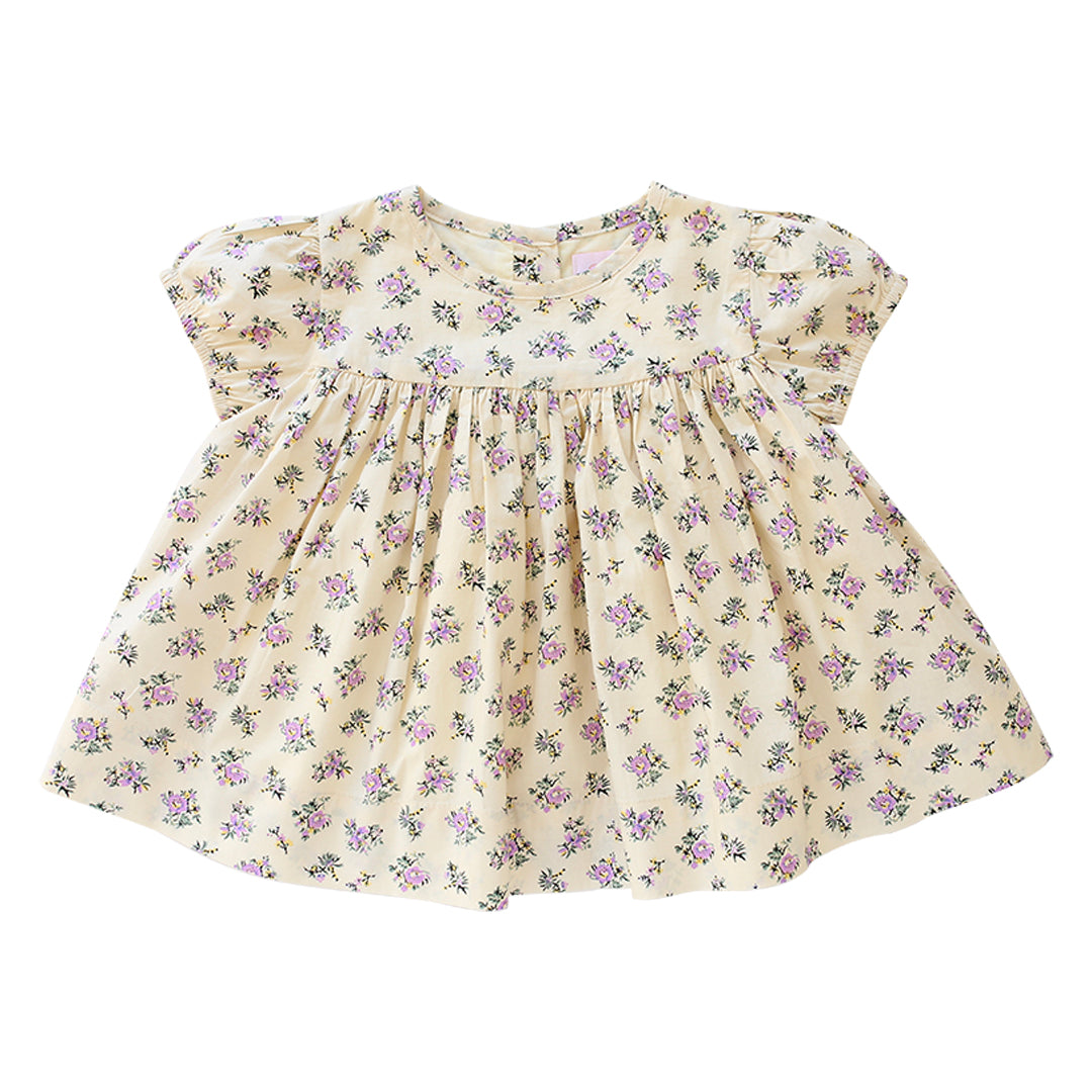 Lilac floral cotton toddler girl's blouse by AUBRIE