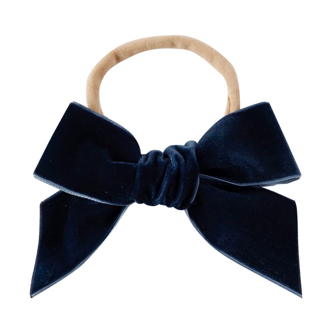 PRUSSIAN BLUE OVERSIZED VELVET HEADBAND FOR TODDLERS