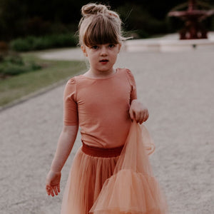 Little girls terracotta tee with matching tutu skirt