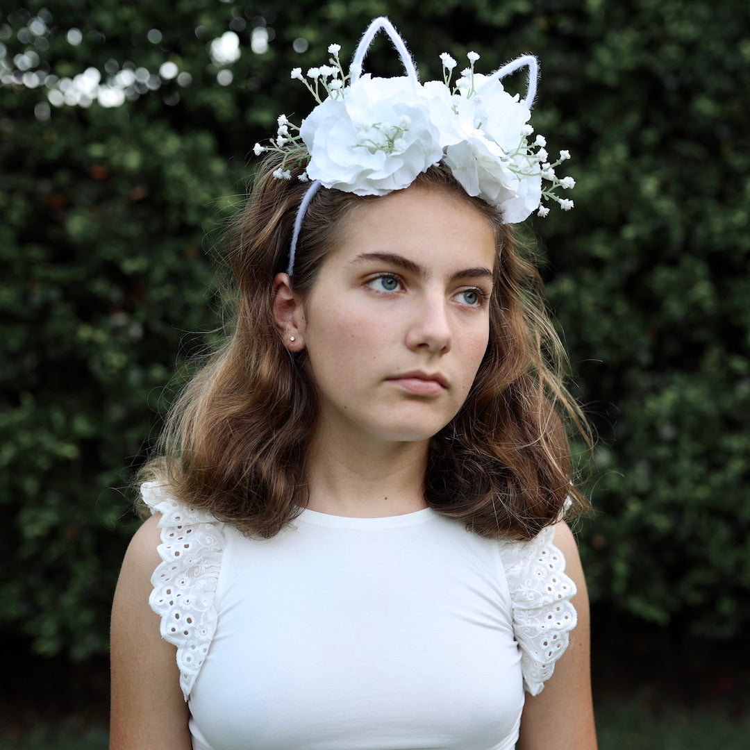 easter flower crown - white blooms